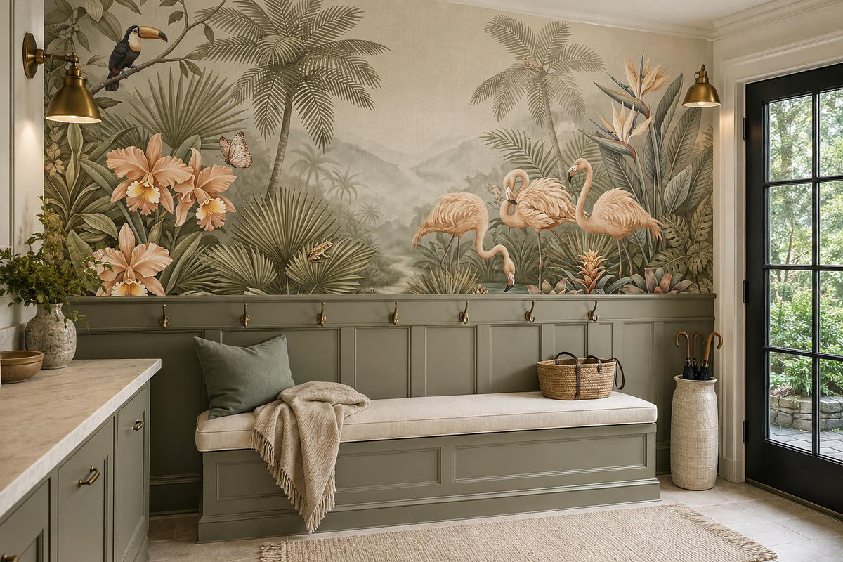 custom botanical neutral interior peel and stick removable non woven vinyl wallp scene