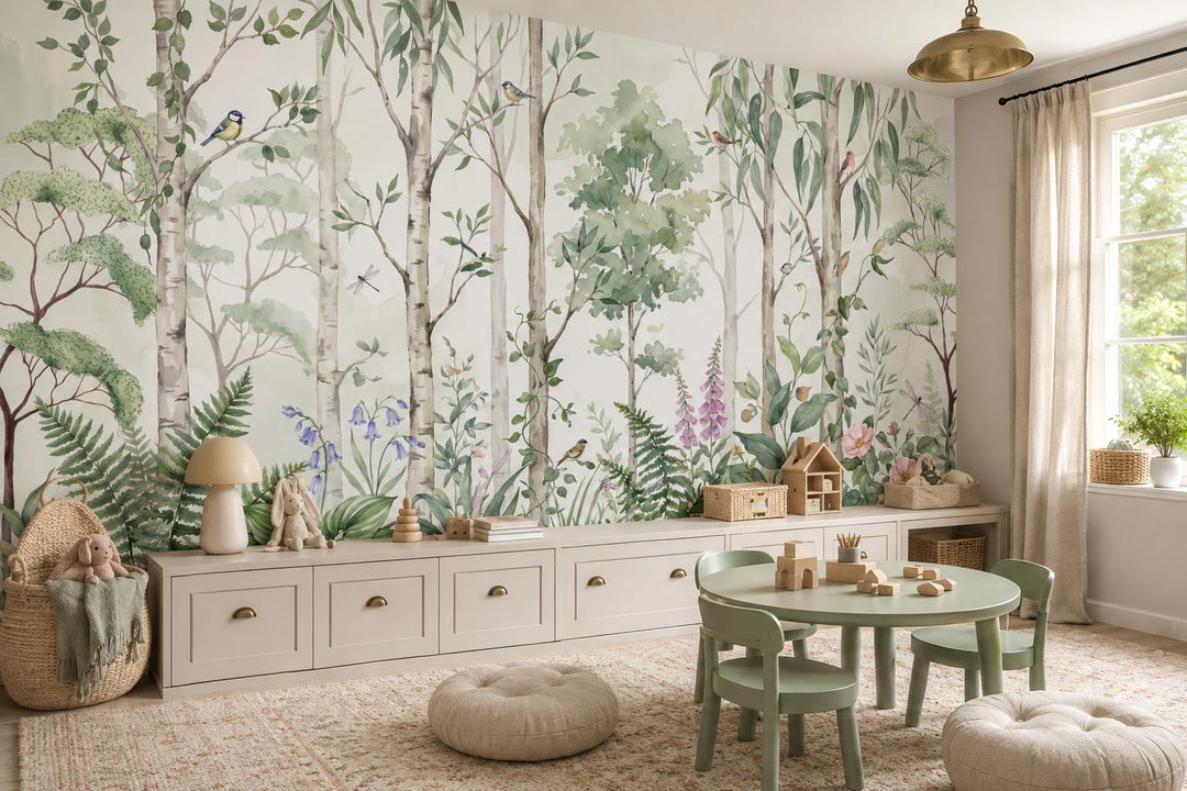 custom botanical neutral interior peel and stick removable non woven vinyl wallp scene