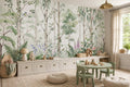 Sage Green Thin Trees Forest Wallpaper Mural