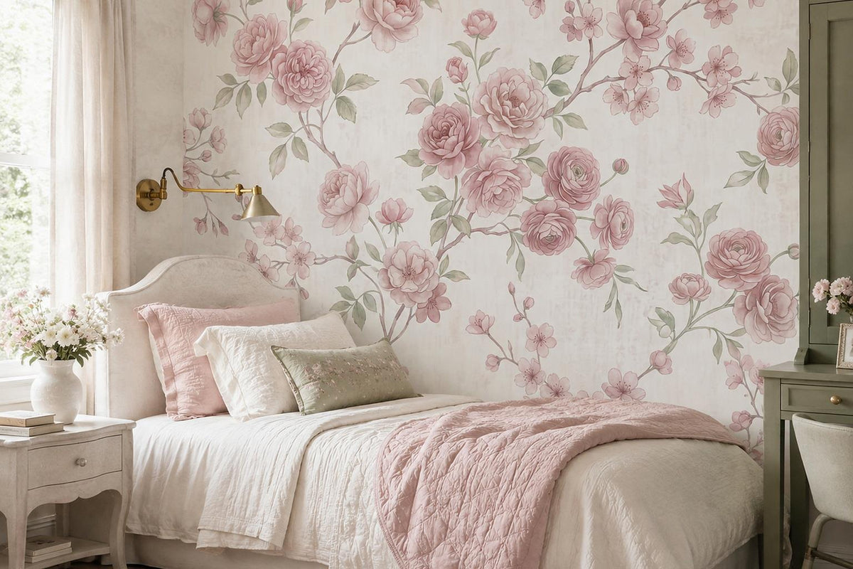 custom botanical neutral interior peel and stick removable non woven vinyl wallp scene