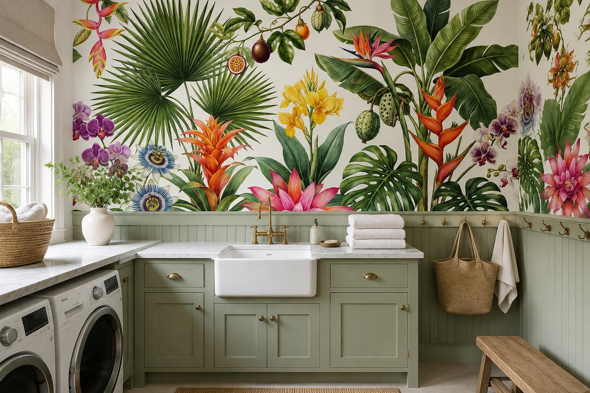 custom botanical neutral interior peel and stick removable non woven vinyl wallp scene