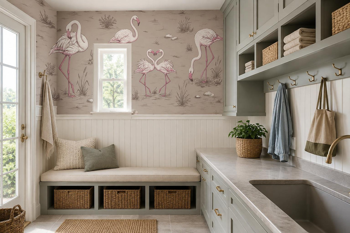 custom botanical neutral interior peel and stick removable non woven vinyl wallp scene