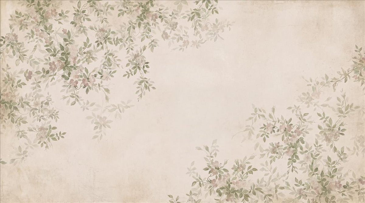 Beige Sage Leaf Botanical Wallpaper Mural