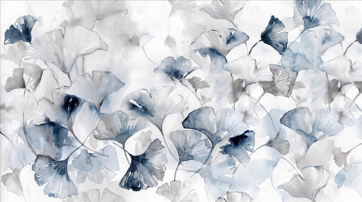 Blue Ginkgo Leaves Wallpaper Mural