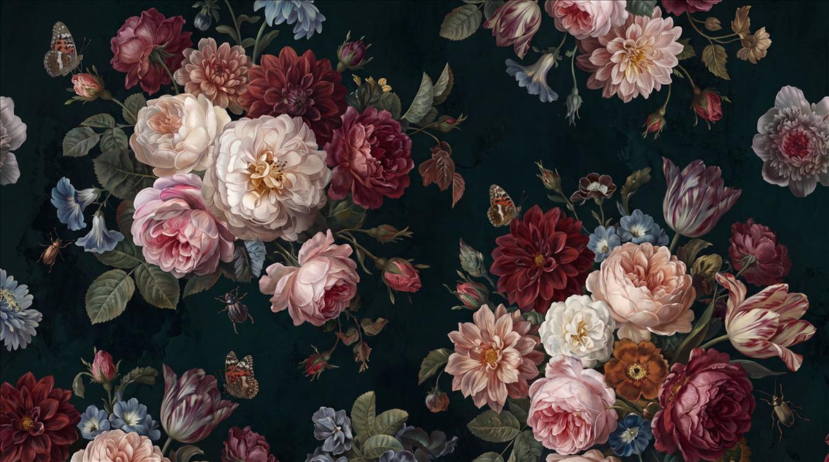Dark Burgundy Roses Wallpaper Mural