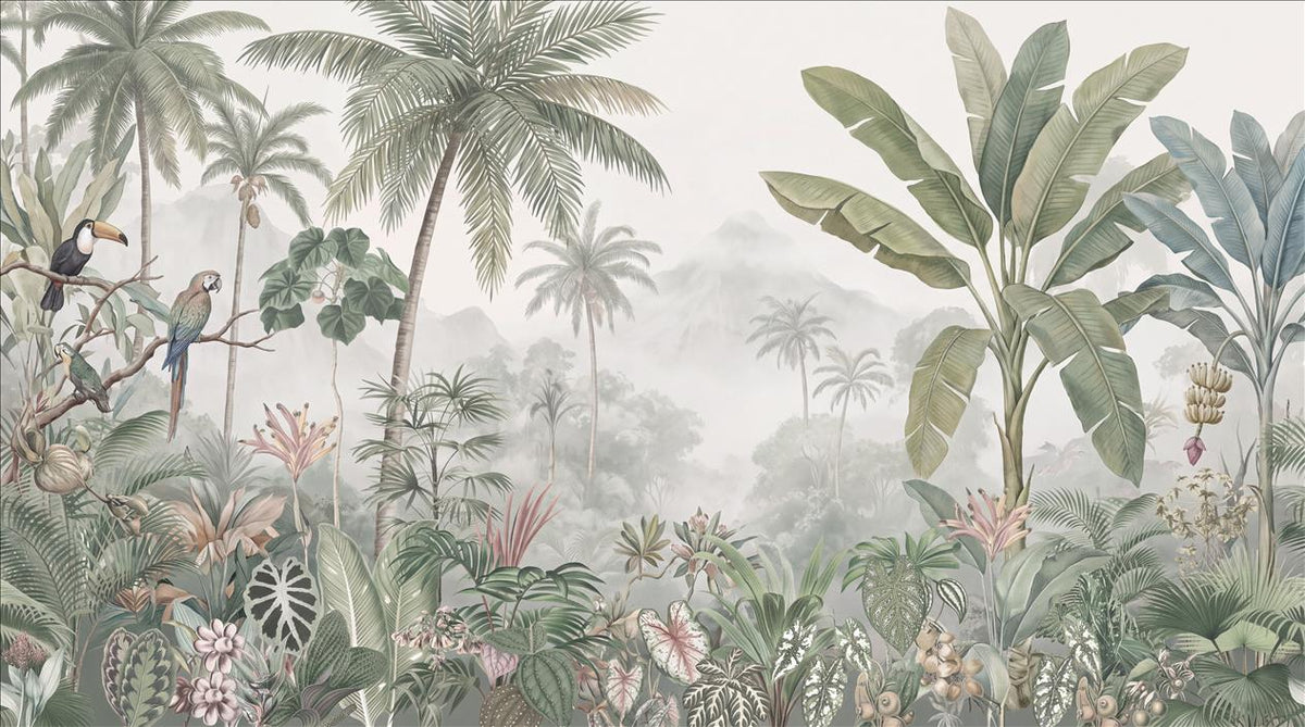 Green Layered Palms Jungle Wallpaper Mural