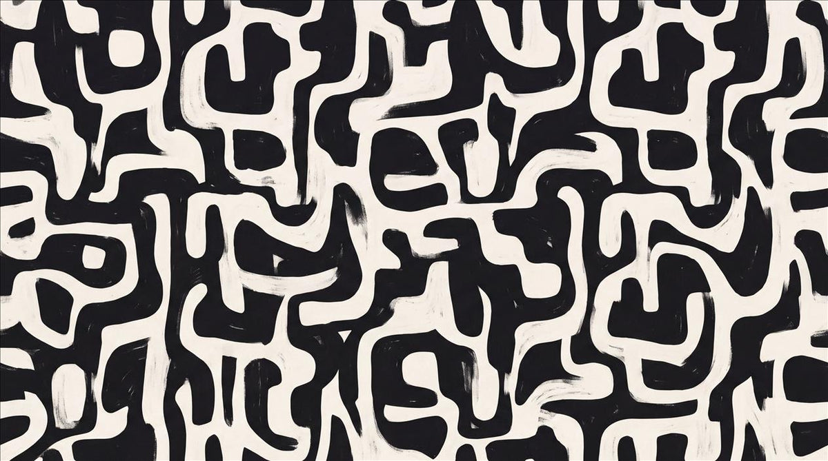 Black Maze Lines Geometric Wallpaper Mural
