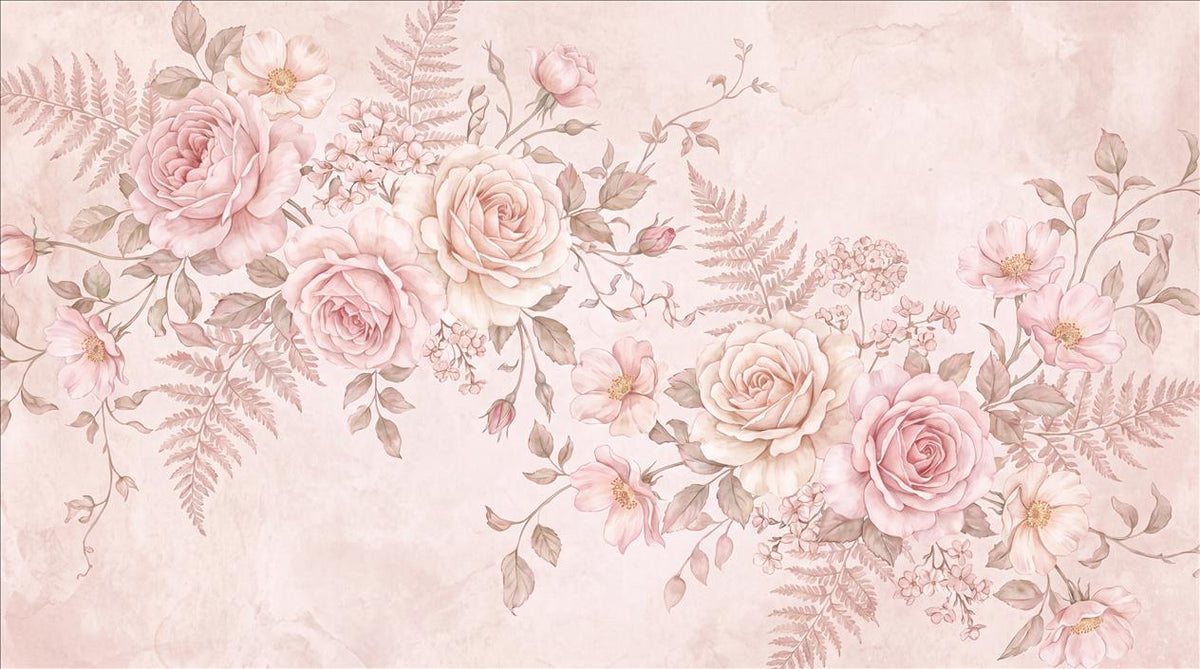 Pink Rose Bouquets Wallpaper Mural