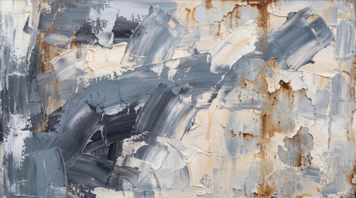 Blue Layered -Grey Brush Strokes Abstract Wallpaper Mural