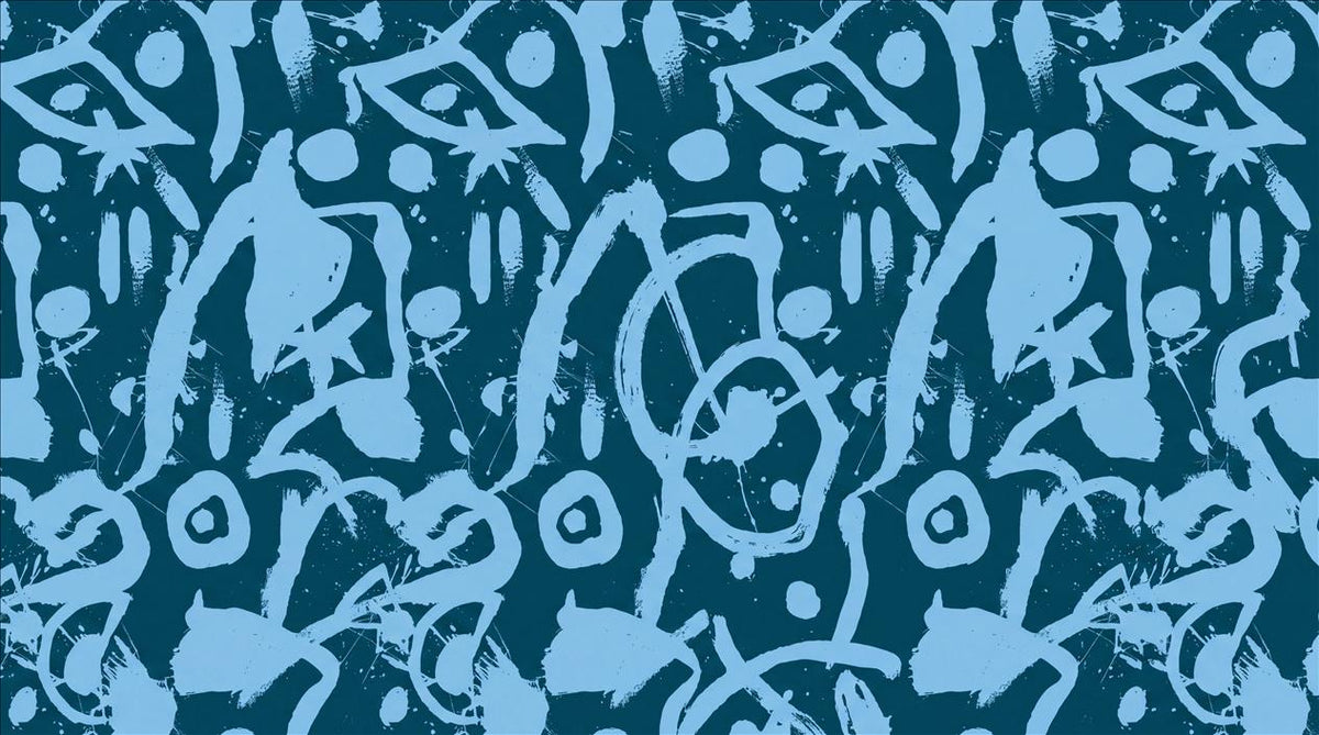 Blue Looped Marks Abstract Wallpaper Mural