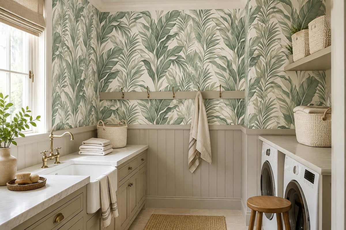 custom botanical neutral interior self adhesive removable non woven vinyl wallpa scene