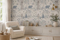 Blue Bears & Owls Woodland Wallpaper Mural