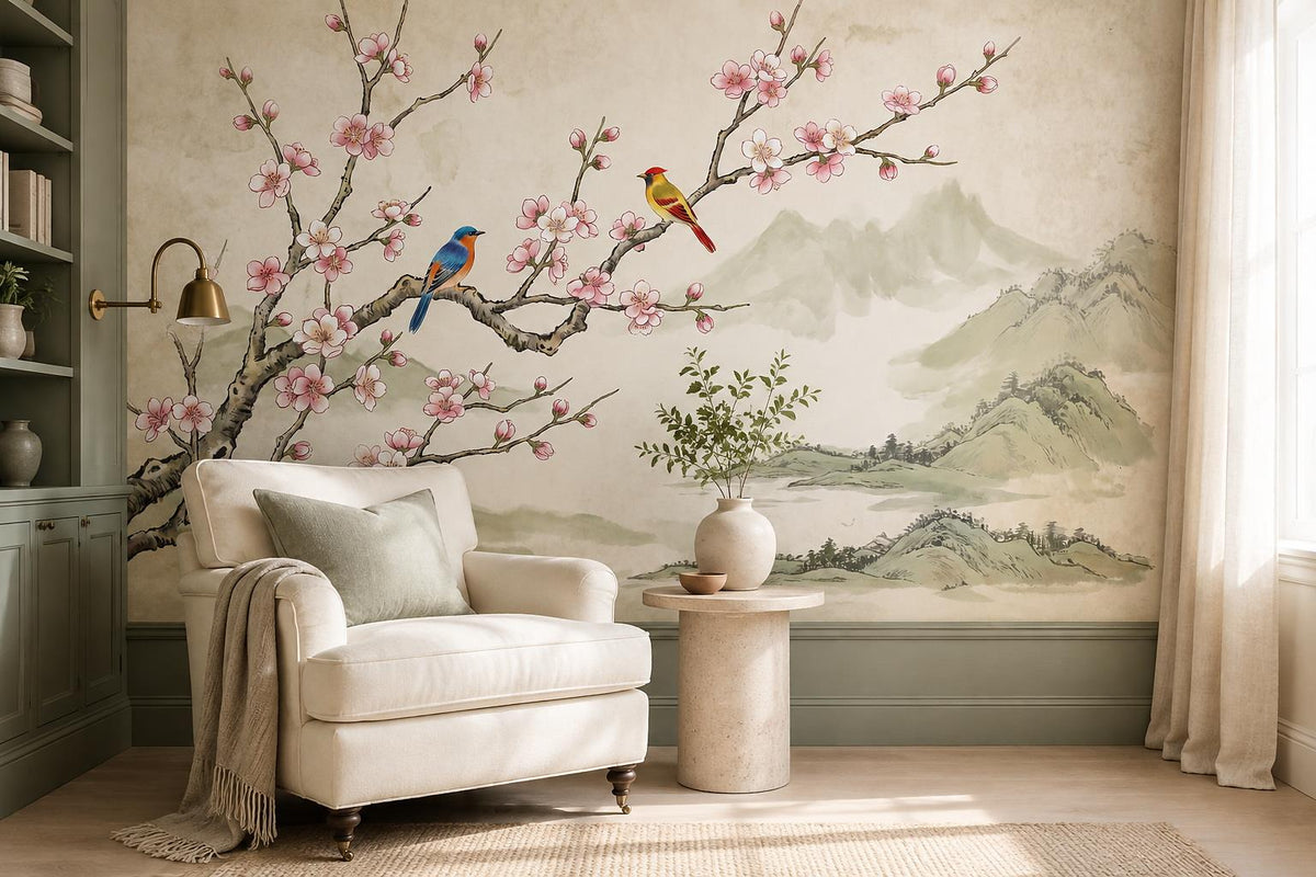 custom botanical neutral interior stick on removable non woven vinyl wallpaper m scene