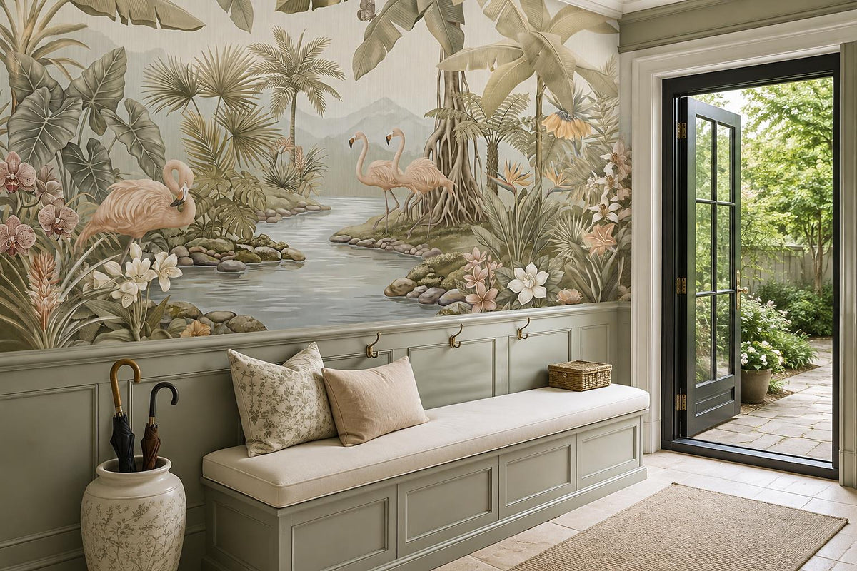 custom botanical neutral interior stick on removable non woven vinyl wallpaper m scene