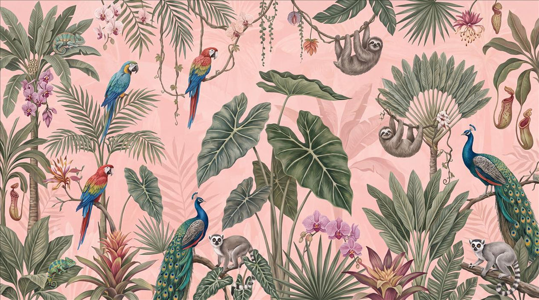 custom botanical neutral interior stick on removable non woven vinyl wallpaper main