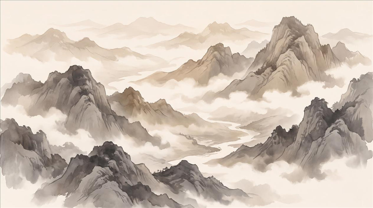 Beige Mountain Peaks Wallpaper Mural