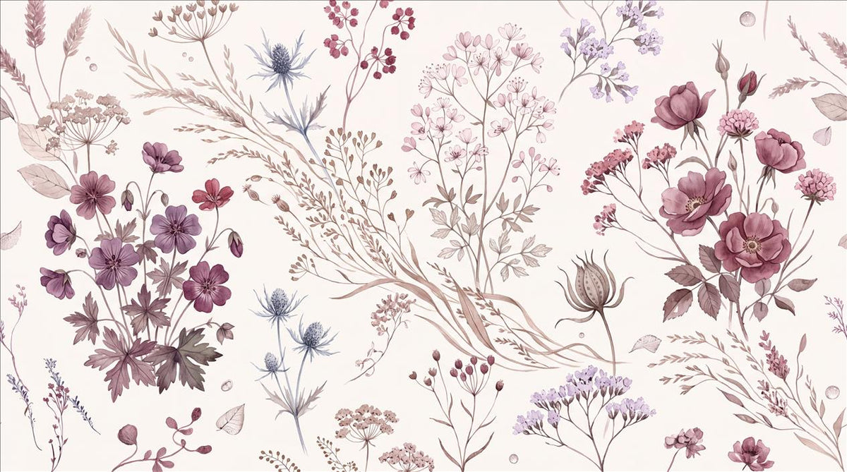 Mauve Meadow Flowers Wallpaper Mural