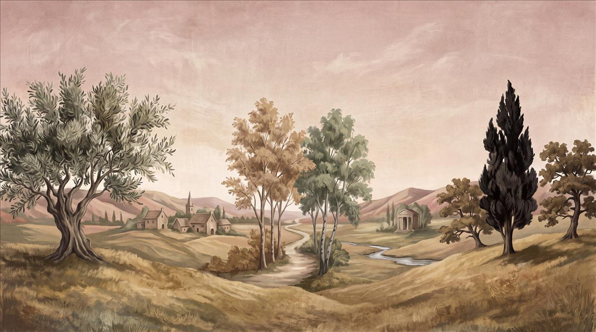 Brown Country Trees Landscape Wallpaper Mural