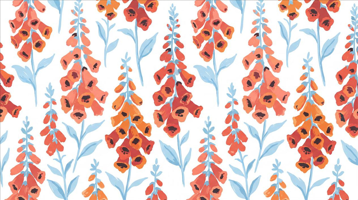 Orange Foxglove Stalks Wallpaper Mural