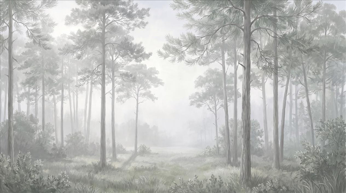 Grey Tree Silhouettes Forest Wallpaper Mural