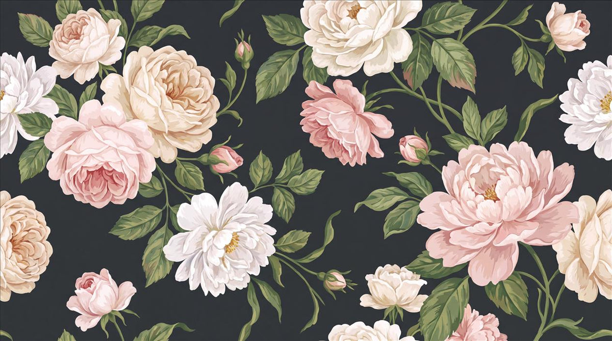 Pink Large Blush Roses Wallpaper Mural