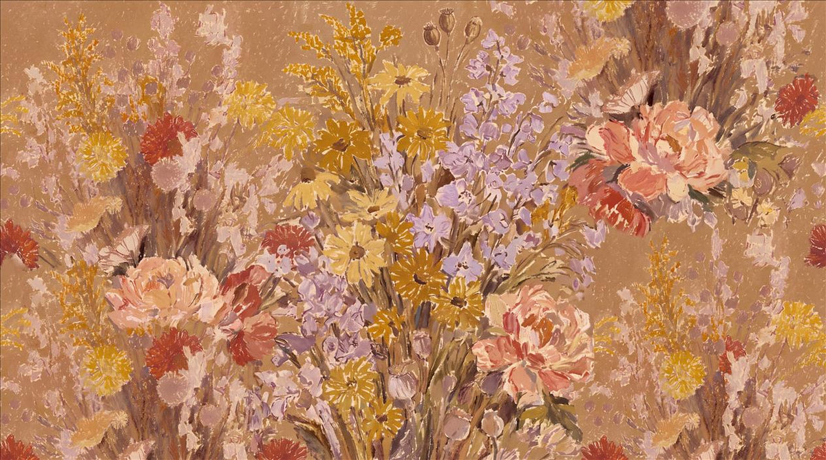 Ochre Lilac Flower Clusters For Floral Wallpaper Mural