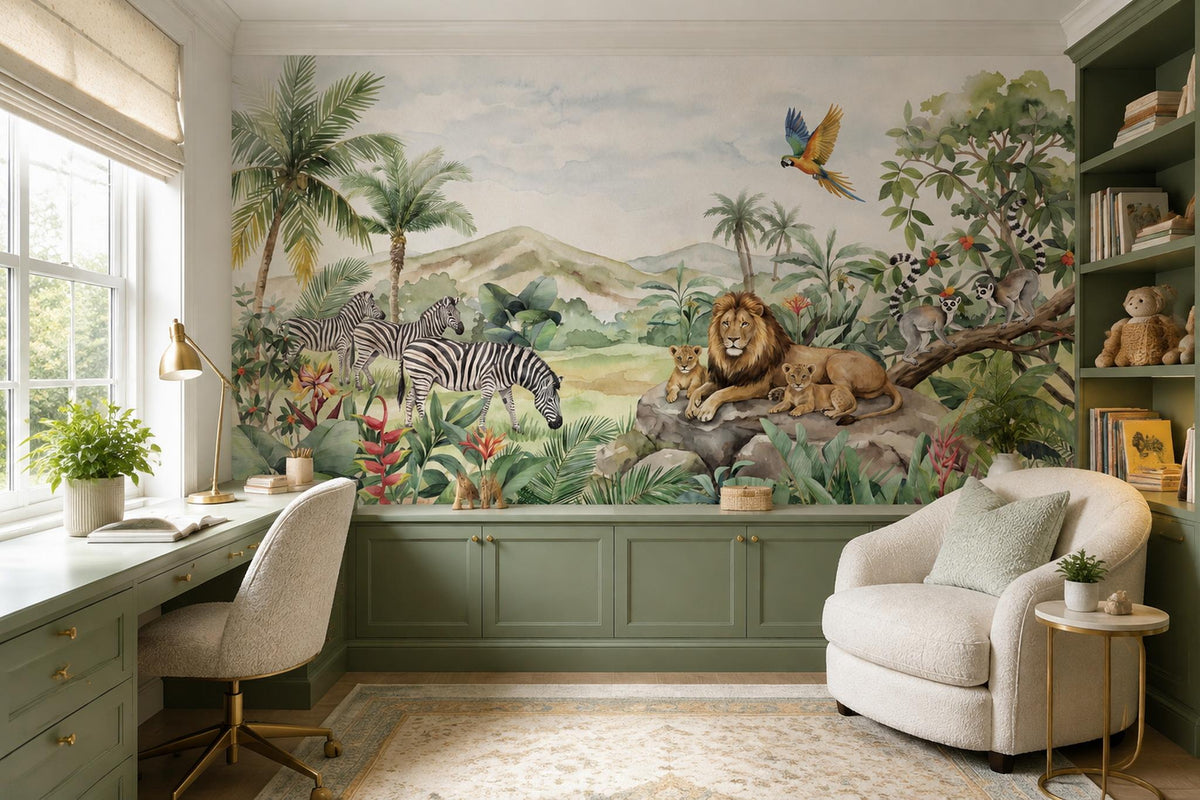 custom botanical neutral kids room peel and stick removable non woven vinyl wall scene