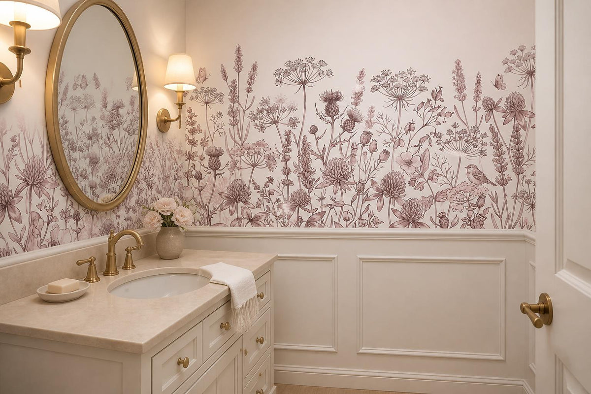 custom botanical neutral kids room peel and stick removable non woven vinyl wall scene