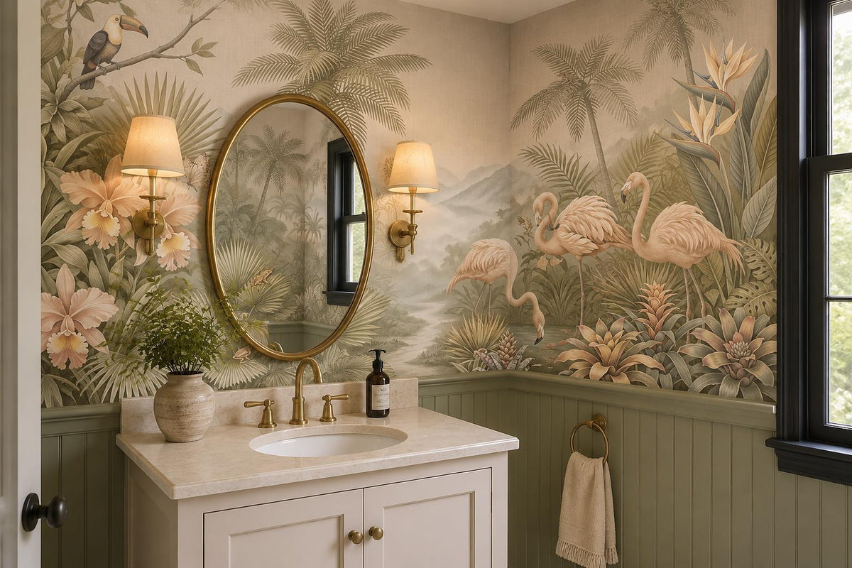 custom botanical neutral kids room peel and stick removable non woven vinyl wall scene