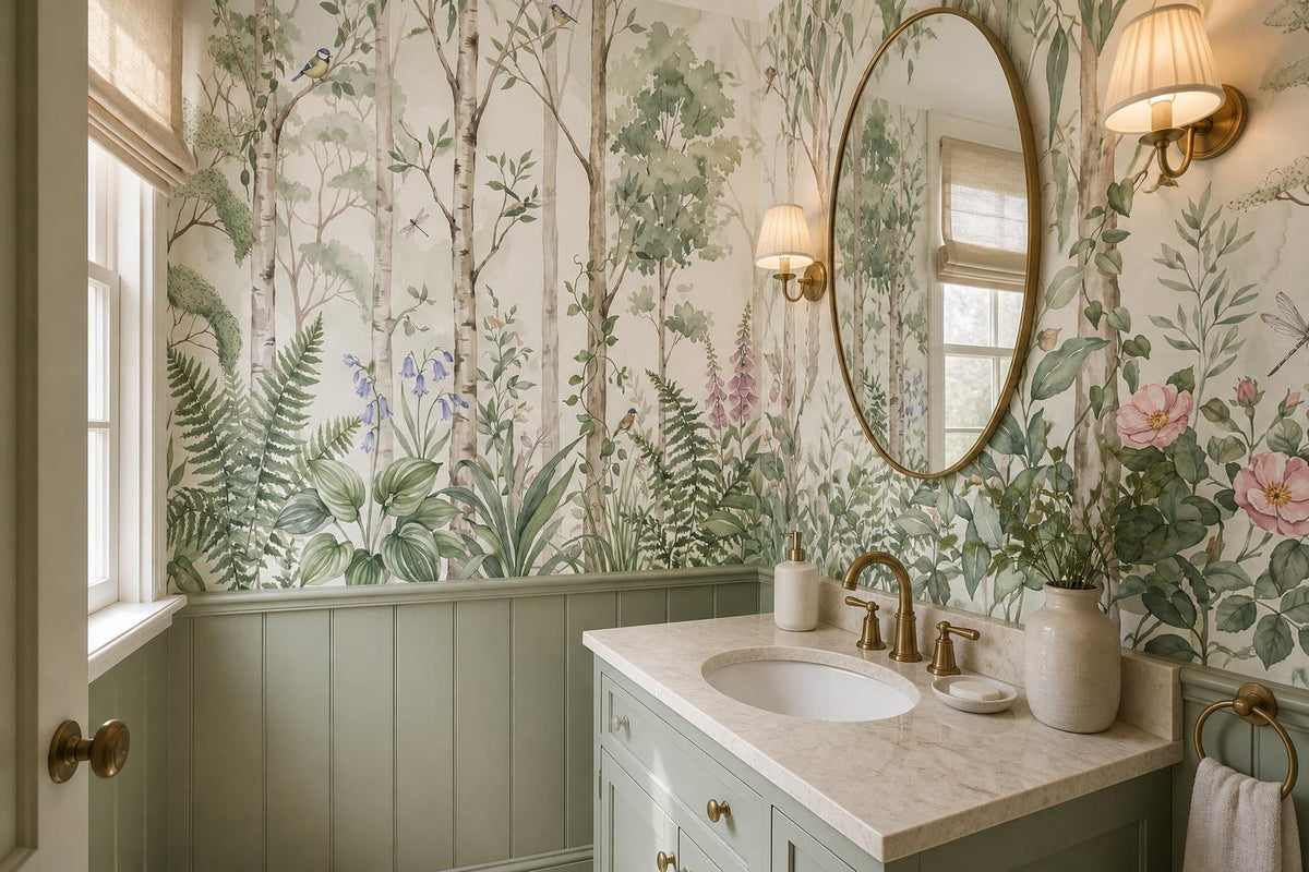 custom botanical neutral kids room peel and stick removable non woven vinyl wall scene
