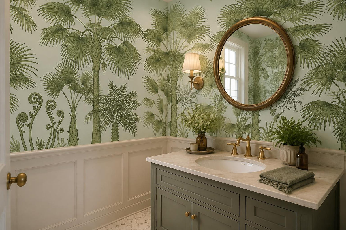 custom botanical neutral kids room stick on removable non woven vinyl wallpaper  scene