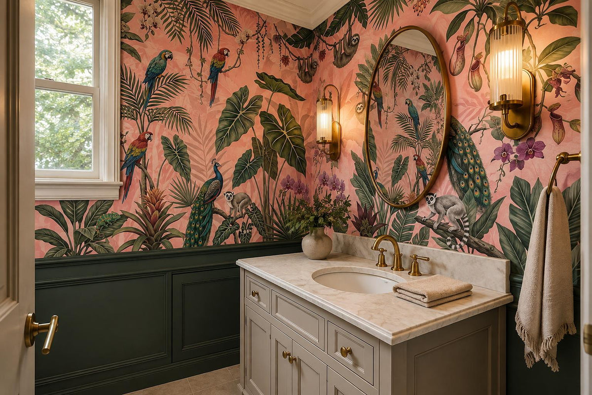 custom botanical neutral kids room stick on removable non woven vinyl wallpaper  scene
