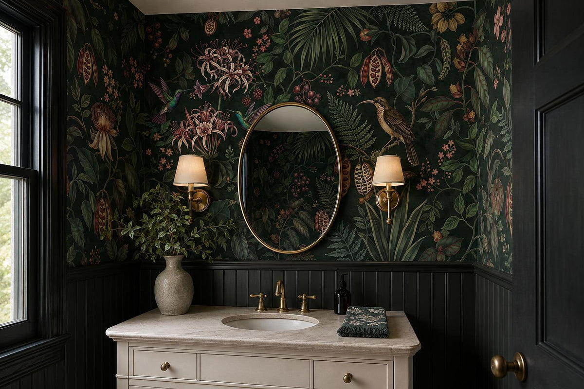 custom botanical neutral kids room stick on removable non woven vinyl wallpaper  scene