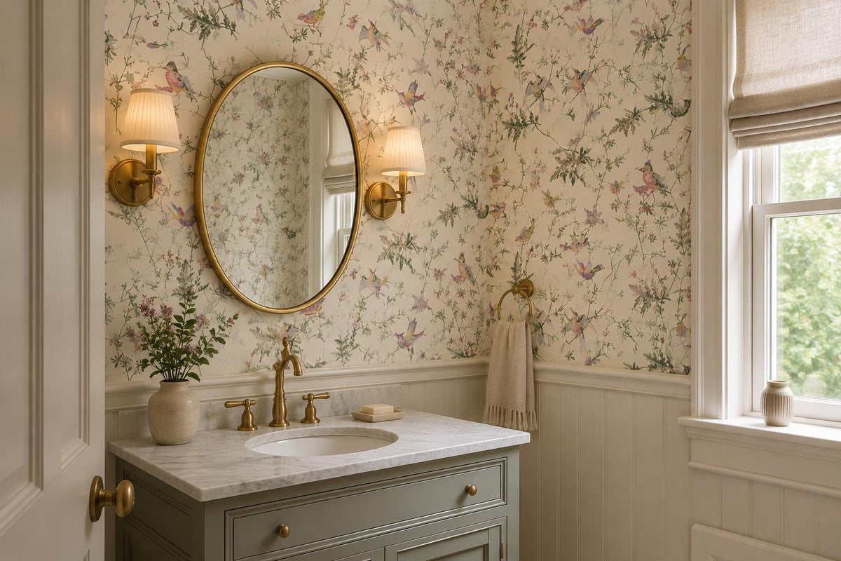custom botanical neutral kids room stick on removable non woven vinyl wallpaper  scene