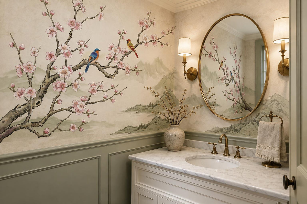 custom botanical neutral kids room stick on removable non woven vinyl wallpaper  scene