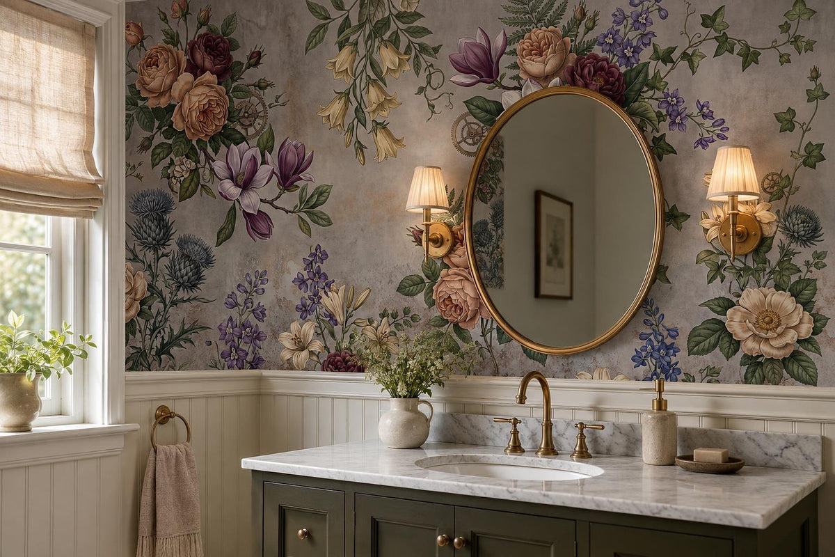 custom botanical neutral kids room stick on removable non woven vinyl wallpaper  scene