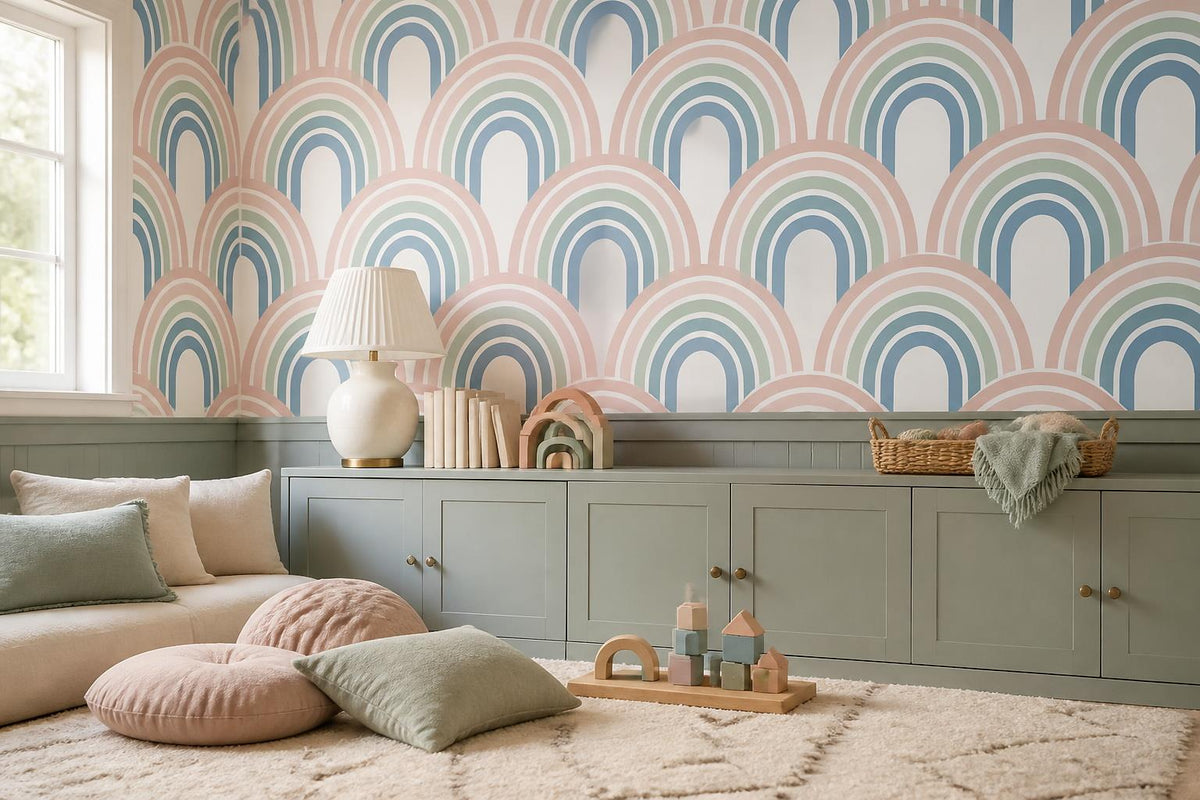 custom botanical neutral kids room stick on removable non woven vinyl wallpaper  scene