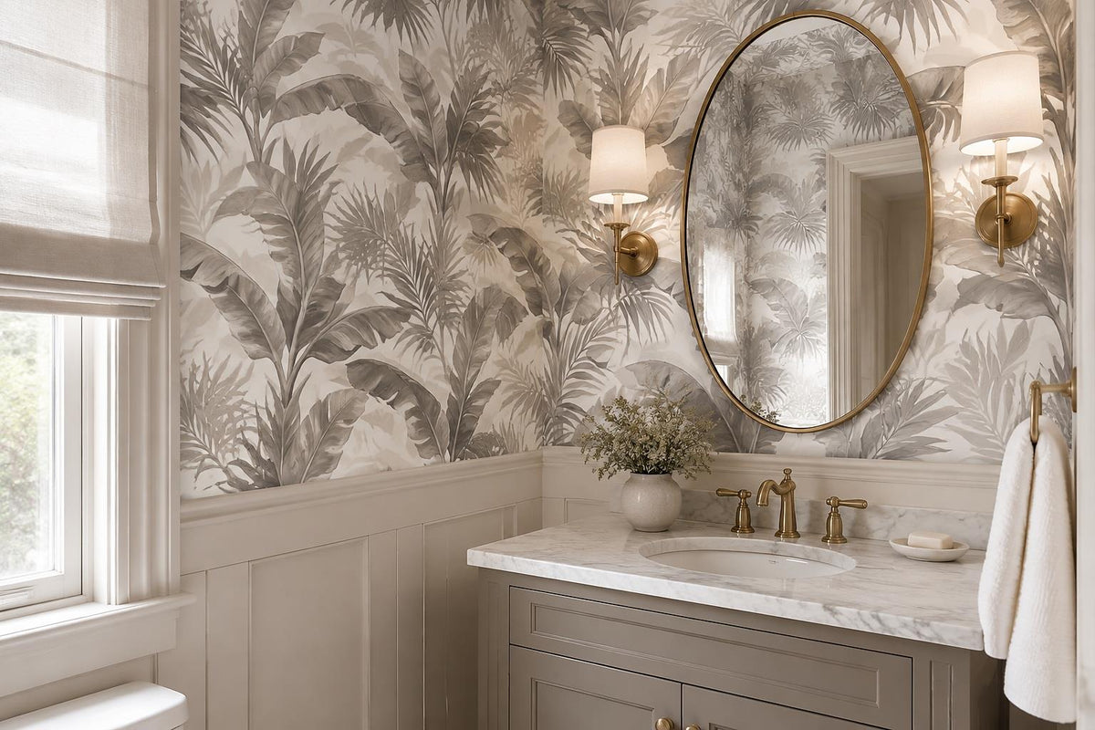 custom botanical neutral kids room stick on removable non woven vinyl wallpaper  scene