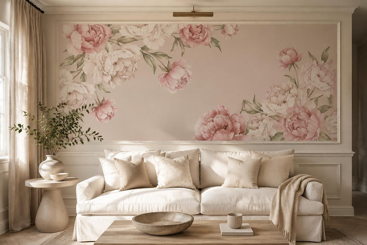 custom botanical neutral living room peel and stick removable non woven vinyl wa scene