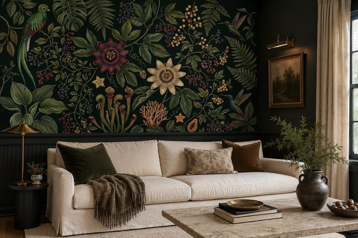 custom botanical neutral living room peel and stick removable non woven vinyl wa scene