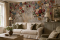 Grey Flower Clusters Floral Wallpaper Mural