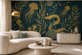 Navy Gold Jellyfish Underwater Wallpaper Mural