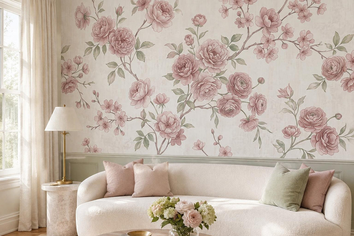 custom botanical neutral living room peel and stick removable non woven vinyl wa scene