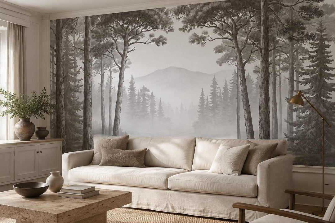 custom botanical neutral living room peel and stick removable non woven vinyl wa scene