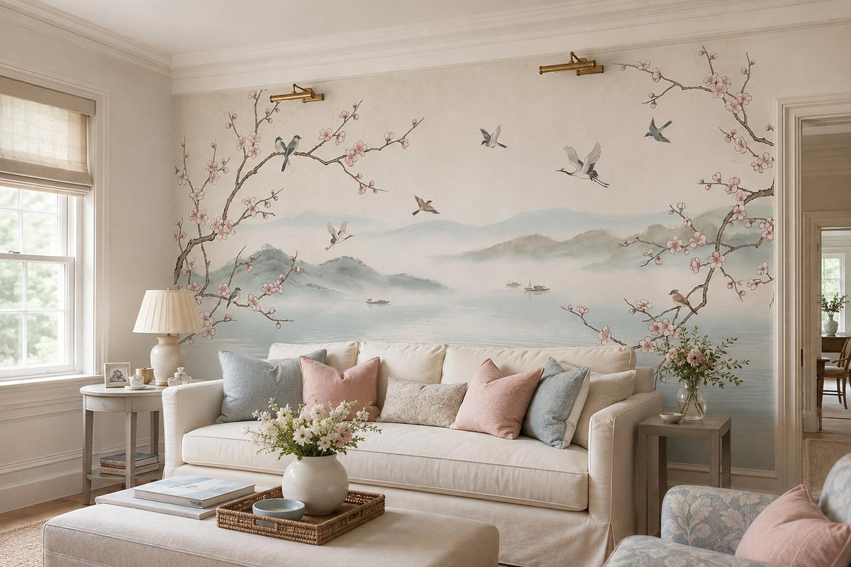 custom botanical neutral living room peel and stick removable non woven vinyl wa scene