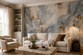 Blue Palette Knife Marks Abstract Wallpaper Mural