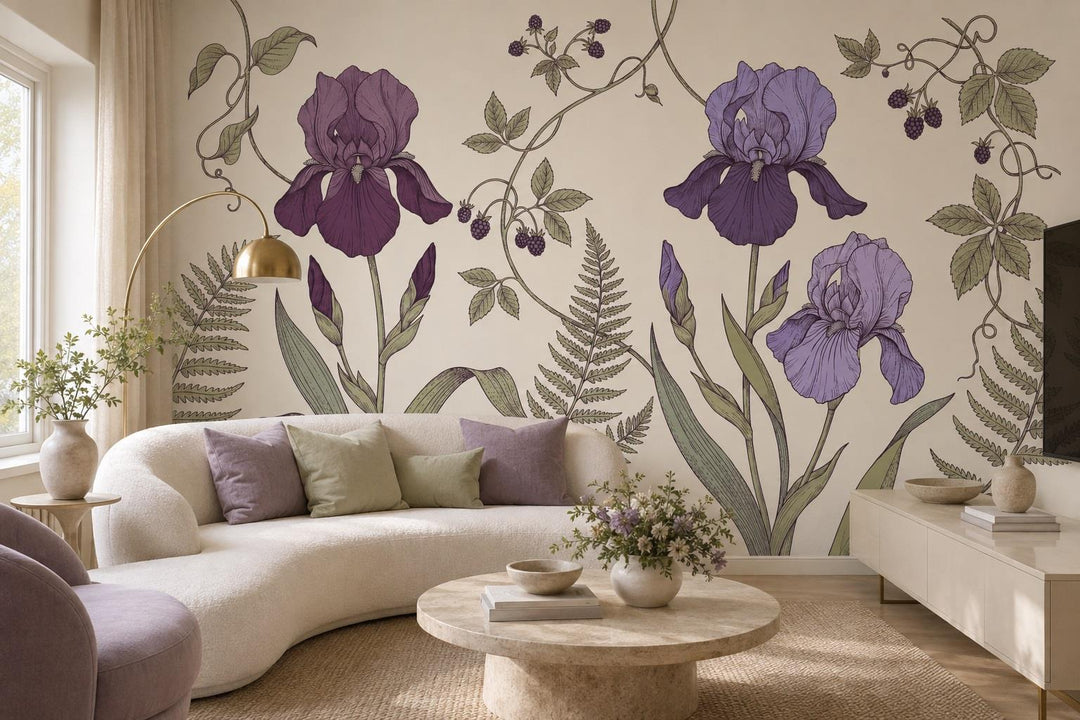 custom botanical neutral living room peel and stick removable non woven vinyl wa scene