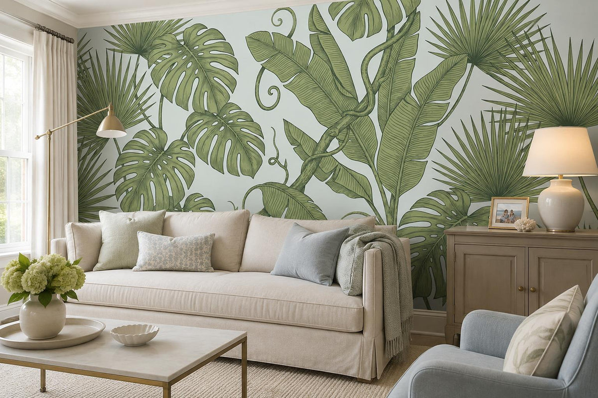 custom botanical neutral living room peel and stick removable non woven vinyl wa scene