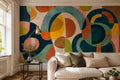 Orange Curved Blocks Abstract Wallpaper Mural
