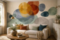 Ochre Translucent Circles Abstract Wallpaper Mural